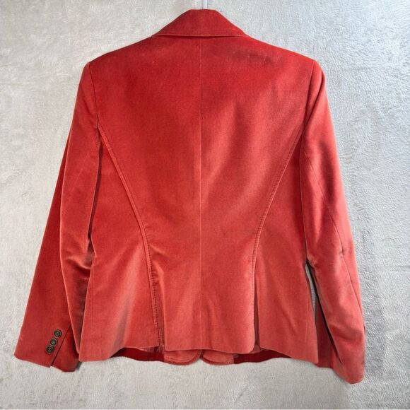 Vintage Talbots Velvet Blazer Jacket Burnt‎ Orange Cotton Silk Office Size 6 - Picture 7 of 8